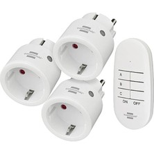 Comfort-Line Mini 3+1 Kablosuz Priz Seti, 3'lü Uzaktan Kumanda Seti (Iç Mekan, El Vericisi ve Yüksek Temas Koruması) Beyaz