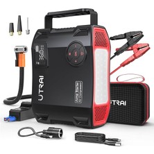 Jstar 5 24000MAH 2000A Jump Starter + Lastik Şişirme Pompası Taşınabilir Akü Takviye Cihazı (Çanta + LCD Ekran + Powerbank + LED Lamba)
