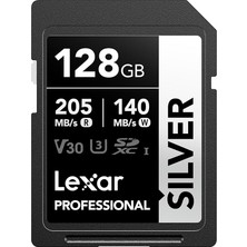 Profesyonel Sılver Sd Kart 128 Gb, 205 Mb/s'ye Kadar Okuma, 140 Mb/s Yazma, Sd3.0, V30, U3, C10 Sdxc Kart, Dslr, Kameralar, Profesyonel Fotoğrafçı, Kamera, Meraklısı Için Uhs-I Sd Hafıza Kartı