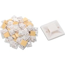 Kroşe 19X19 mm – 100 Adet | Kuvvetli Çift Taraflı Bantlı Kablo Bağı Kroşesi | Nylon 6.6 Malzeme | Kablo Düzenleyici, Montaj ve Sabitleme Için Uygun