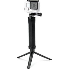 Aksiyon Kameralar ve Gopro ile Uyumlu Monopod Çubuğu Stand Mini Tripod 3in1