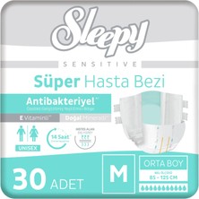 Sleepy Sensitive Antibakteriyel Süper Yetişkin Hasta Bezi Medium 30 Adet