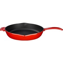 Metal Döküm Kızartma Tavası, 28 Cm, Kırmızı/siyah