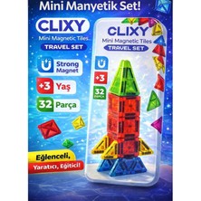 Aksoy Toys Manyetik Yapı Blokları 32 Parça Seyahat Tipi Mini Bloklar Çocuklar Için Renkli Manyetik Blok