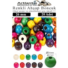 Ahşap Boncuk 26MM 20 Li 1 Paket Renkli Ahşap Boyalı Yuvarlak Doğal Boncuklar Saç Takı Tasarım Ektinlik Kreş Okul