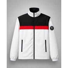 Erkek Siyah Mevsimlik Ceket Fermuarlı Dik Yaka Şerit Detaylı Günlük