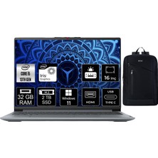 Lenovo Ideapad Slim 3 16IRH10 Intel Core I5-13420H 32GB Ram 2 Tb SSD 16" Wuxga (1920X1200) IPS Panel Windows 11 Pro Taşınabilir Bilgisayar +Boz Çanta