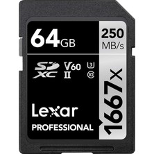 Professional 64 GB 1667X Sdxc Hafıza Kartı (250MB/S-80MB/S)