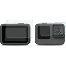 Hero 9 Temperli Cam Ekran Koruyucu, Gopro Hero 9, 10, 11, 12 Black ile Uyumlu