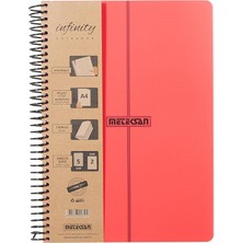 Infinity Primary Serisi, A4, 7 Konulu (5 Kareli, 2 Çizgili) 210 Yaprak Pp Kapaklı Spiralli Defter, Kırmızı