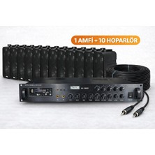 Westa Ten, Eco Seri Ses Sistemi Amfi +  Duvar Tipi Hoparlör Seti | Cafe, Restoran, Mağaza, Masaj Salonu Için | Bluetooth + USB