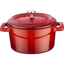 Metal Döküm Mini Tencere, 10 Cm, 0.35 L Hacim, Kırmızı
