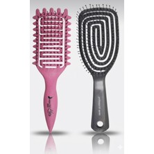 Nascita Magical Curl Pembe Saç Fırçası ( Sihirli Bukleler ) - 58 + Pro Uç Boyutlu Saç Fırçası -01