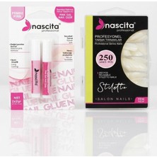 Nascita Pembe Takma Tırnak Yapıştırıcısı - 04 + 250'LI Kutulu Stiletto Takma Tirnak - 170
