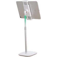 Yükseklik ve Açı Ayarlı Masaüstü Telefon ve Tablet Tutucu Stand Beyaz