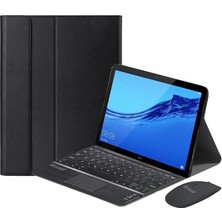 Samsung Tab A8 X207 X200 10.5 Inch Tablet Bluetooth Touchpad Klavye + Bluetooth Mouse + Standlı Kılıf - Bkk7