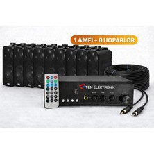 Westa Ten, Eco Seri Ses Sistemi Amfi +  Duvar Tipi Hoparlör Seti | Cafe, Restoran, Mağaza, Masaj Salonu Için | Bluetooth + USB