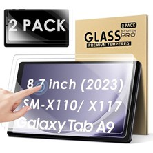 2 Adet Tam Ekran Koruyucu Folyo Samsung Galaxy Tab A9 8,7 Inç 2023 Için Ekran Koruyucu 9h Sertlik Çizilmez Kabarcıksız Folyo Cam Samsung SM-X110/X115/X117 Için