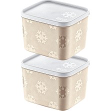 2'li Set No Frost Saklama Kabı Latte 1250 ml