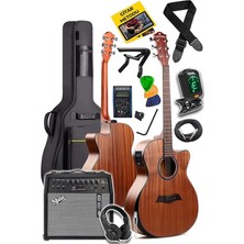M450-EQ-50AMP Masif Ağaç 50W Amfili Elektro Akustik Gitar Seti Üst Segment