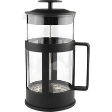 350 ml Cam French Press – Isıya Dayanıklı Cam, Paslanmaz Çelik Filtreli, Siyah Renkli Kahve ve Bitki Çayı Demliği