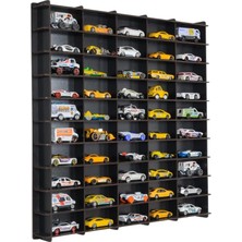 50 Araç Oyuncak Araba Rafı, 1:64 Ölçek Uyumlu Metal Oyuncak Araç Garaj Duvar Vitrini-Mavi