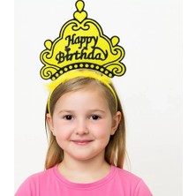 Midas Toptan Home Sarı Happy Birthday Doğum Günü Prenses Tacı