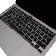MacBook Klavye Koruyucu Kılıf Arapça Stiker Baskılı Uk-Ters L Enter Uyumlu, Silikon Koruma Filmi, Ince Yıkanabilir, Toz Sıvı Önleyici, Air M1 13INÇ A2337,A2179 Touch Id Siyah