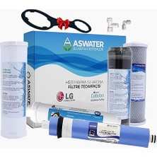 Aura Cebilon Compact Uyumlu Açık Kasa Su Arıtma 5'li Lüx 10" Filtre Seti 80GPD Lg Membranlı