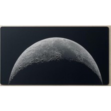 Boy 90X40 Xxl Düz Siyah Mouse Pad Kauçuk Kaymaz Alt Taban Yumuşak Kumaş Oyuncu Mousepad Bilgisayar ve Dizüstü Notebook Uyumlu (Ay Yüzeyi Desenli)