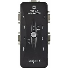 Port USB Kvm Switch, 4 Kasa 1 Monitör Switch, 4 Bilgisayarı Tek Elden Yönetin,