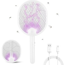 Sinek Öldürücü Raket - Yüksek Voltajlı Sinek, Haşere ve Böcek Öldürücü, Geniş Etki Alanı, Uv Işıklı Sinek Öldürücü Raket, Ev Bahçe Kamp Için Kablosuz Taşınabilir Elektrikli Sivrisinek Kovucu