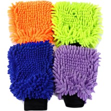 Set Su Geçirmez Mikrofiber Yıkama Eldiveni, Araç Yıkama Eldiveni, Temizleme Bezi, Temizlik Bezi, Araç Bakımı, Parlatma Eldiveni, Bakım Eldiveni, Araba Yıkama, Motosiklet, 21 x 16 Cm, 4 Renk