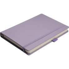 Sert Kapaklı Lastikli Tarihsiz Kalın Yapraklı Noktalı Defter 14X20 cm Pastel Mor