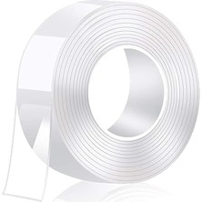 Şeffaf Çift Taraflı Bant – 3cm x 2m, Yıkanabilir, Güçlü Yapışkan, Iz Bırakmaz, Çok Amaçlı Sabitleyici Bant