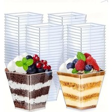 Prizma Kase Mika Plastik Şeffaf Kapaklı Sunum Kabı 24 Lü 240 cc