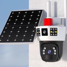 Güneş Enerjili Güvenlik Kamerası, Kablosuz 4g Güneş Güvenlik Kamerası, Çift Lens 2k Renkli Gece Görüşü Pır Hareket Algılama Ev Gözetim Için Yerleşik Güneş Paneli ile