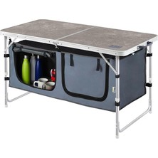 Saklama Dolaplı Kamp Masası, Outdoor Kamp Mutfağı, Kamp Dolabı, Katlanabilir Kamp Piknik Masası, Seyahat Mutfağı, Mutfak Dolabı, Depolama Bölmeli, Dış Mekan Mutfağı 120-60CM- Mermer Desenli