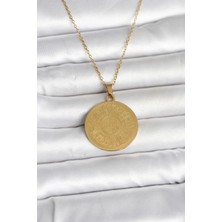 Pazarcan Çelik Gold Renk Ayetel Kürsi Yazılı Kolye