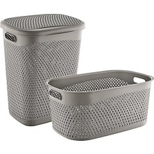 Katre Kirli Çamaşır Sepeti ve Çamaşır Selesi Set Terra TRN-170-171-05