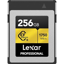 256GB Profesyonel Cfexpress Tip B Hafıza Kartı Gold Serisi, 1750MB/S'YE Kadar Okuma, Ham 8k Video Kaydı, Pcıe 3.0 ve Nvme'yi Destekler (LCXEXPR256G-RNENG)