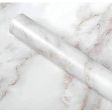 Mermer Desenli Kendinden Yapışkanlı Folyo 5 Metre, 60 Cm, Vinil, Kendindenyapışkanlı, Dekor Folyosu, Pencere Çıkartması, Pvc Çıkartma, Mobilya, Mutfak Dolabı, Granit (Beyaz Mermer Desenli)