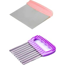 2 Li Çelik Hamur Kesici Spatula ve Şekilli Patates Dilimleyici Pratik Doğrayıcı
