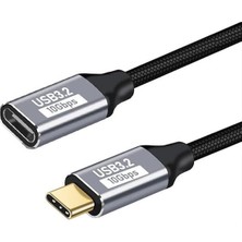 Örgü Kablo 1mt Type-C Uzatma Kablosu 10GBPS Veri ve Görüntü Aktarım 5A Pd Hızlı Şarj Kablo