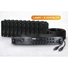 Westa Ten, Eco Seri Ses Sistemi Amfi +  Duvar Tipi Hoparlör Seti | Cafe, Restoran, Mağaza, Masaj Salonu Için | Bluetooth + USB