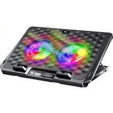Odin Rgb Işıklı Gaming 2200RPM Çift Fan LED Display Laptop Notebook Soğutucu Stand