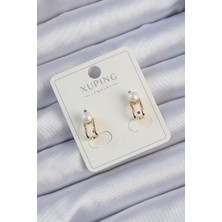 Pazarcan Xuping Gold Renk Inci Taşlı Halka Küpe