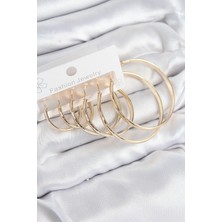 Pazarcan Pirinç Halka Model Gold Renk Kadın Set Küpe