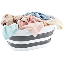 Bee Home Katlanabilir Gri Çamaşır ve Oyuncak Sepeti Dayanıklı Malzeme ile Yüksek Kapasite