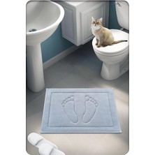 Pamuk Dokuma Su Emici Banyo Paspası Ayak Desen 60X40 cm (Gri)